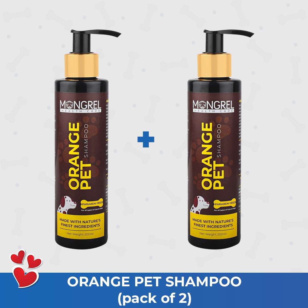 Orange-Pet-Shampoo-pack-of-2.jpg Mongrel Healthcare Orange Extract Pet Shampoo Anti Bacterial Dog Shampoo Pack of 2 - Image 1