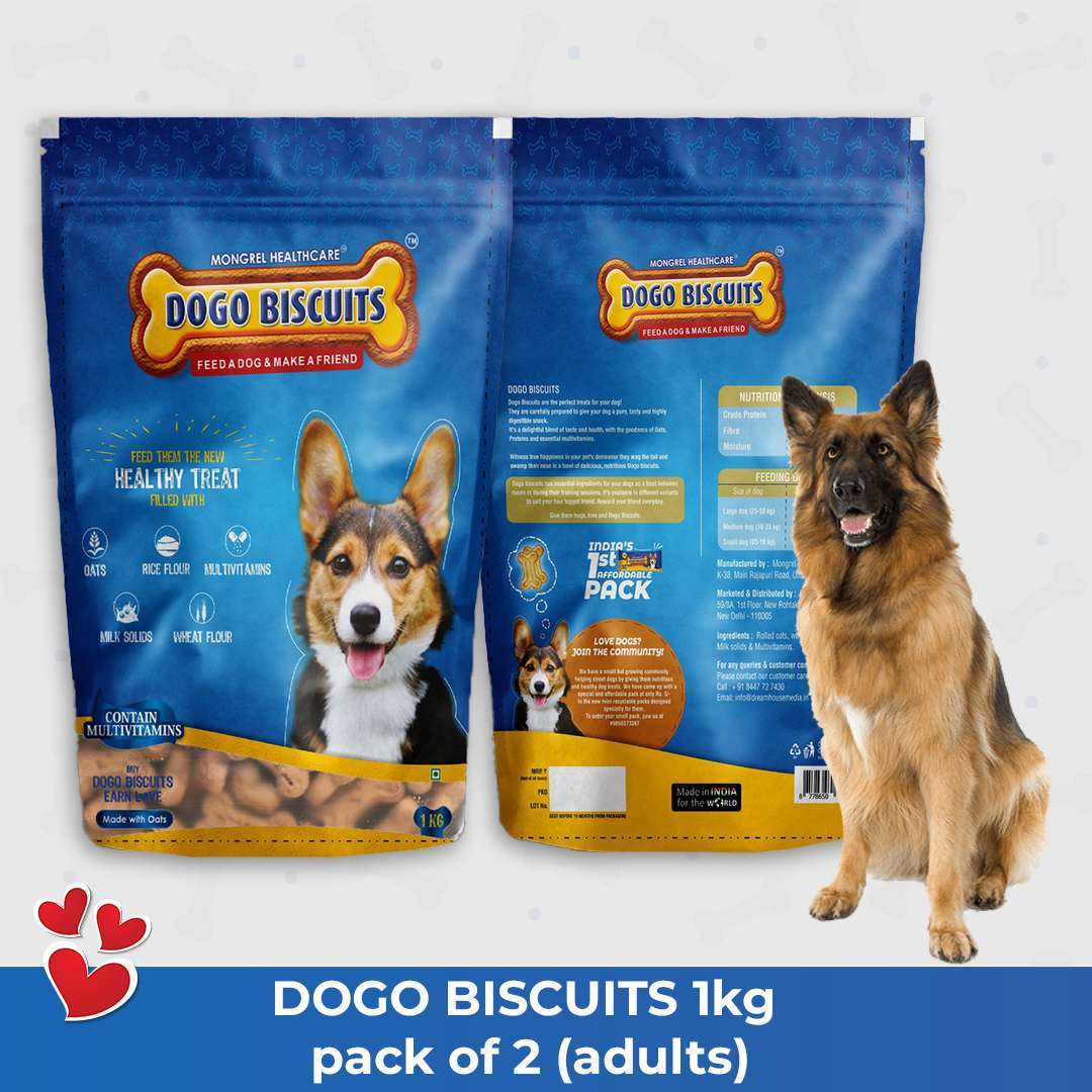 dogo-biscuits-pack-of-2adults.jpg Mongrel Healthcare Dogo Biscuits | Multigrain Dog Adult 1 Kg Pack of 2 - Image 1