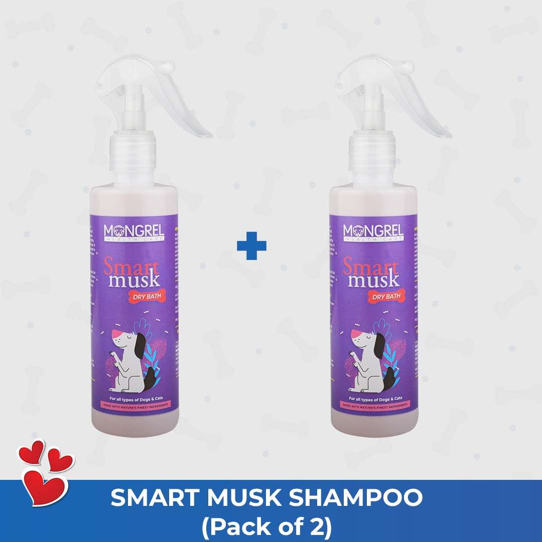 smart-musk.jpg Mongrel Healthcare Smart Musk Dry Bath Waterless Spray Dog Shampoo 250ml Pack of 2 - Image 1